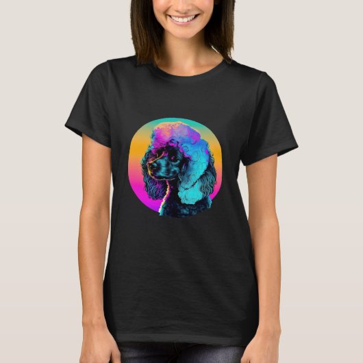 80年代シンセウェーブとプードルの美学 Tシャツ (正面)