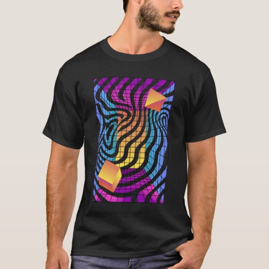 80年代シンセウェーブ シンセサイザー レトロ ファミリー Tシャツ (正面)