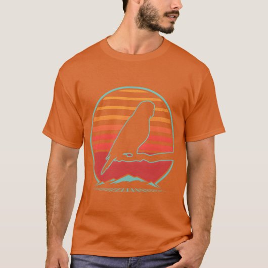 80年代スタイルのインコの鳥好きな少年 Tシャツ (正面)