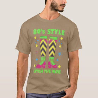 80年代スタイルのレッグウォーマー キャッチザウェーブ ガール Tシャツ