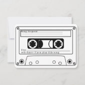 80年代スタイルのレトロ音楽テープ ウェディングRSVP 招待状 (正面)
