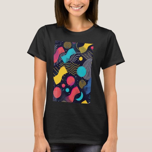 80年代スタイルレトロパターンアート Tシャツ (正面)