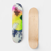 80年代スタイル素晴らし波とヤシの木 スケートボード (正面)