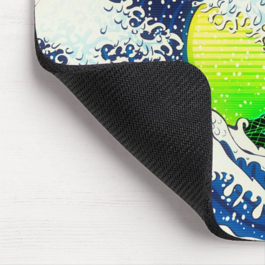 80年代スタイル素晴らし波とヤシの木 マウスパッド (コーナー)