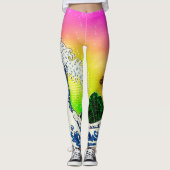 80年代スタイル素晴らし波とヤシの木 レギンス (正面)