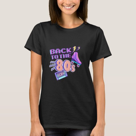80年代テーマパーティー戻る80年代のドレスコファンシースト Tシャツ (正面)