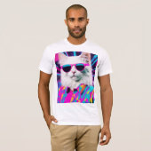 80年代ネオンディスコ猫 Tシャツ (正面フル)