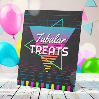 80年代ネオンレトロパーティー食品台座看板 台座サイン