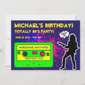 80年代パーティの招待状、80年代の誕生会、80年代 招待状 (正面)