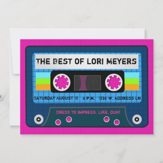 80年代パーティー ベスト ミックス テープ 招待状 (正面)