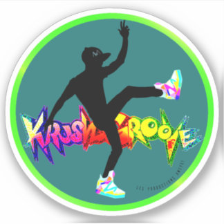 80年代ヒップホップダンサーKrushGrooveネオンラウンドステッカー シール
