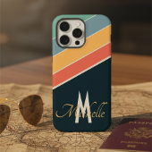 80年代ビンテージ風 ストライプ モノグラム iPhoneケース