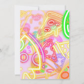 80年代ピザパーティー招待状 - ネオンアーケードテーマ 招待状 (裏面)