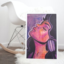 80年代ブラック&パープルヘアフェミニンアーポップ・アートのトコラージュP