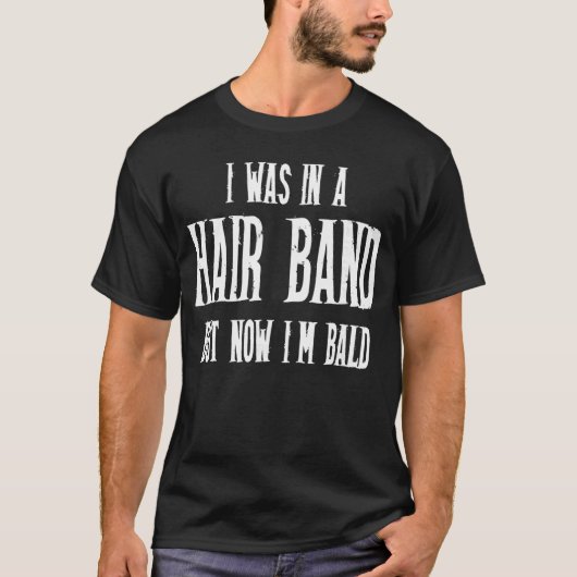 80年代ヘアバンド おじさん ハゲ ハードロック好き Tシャツ (正面)