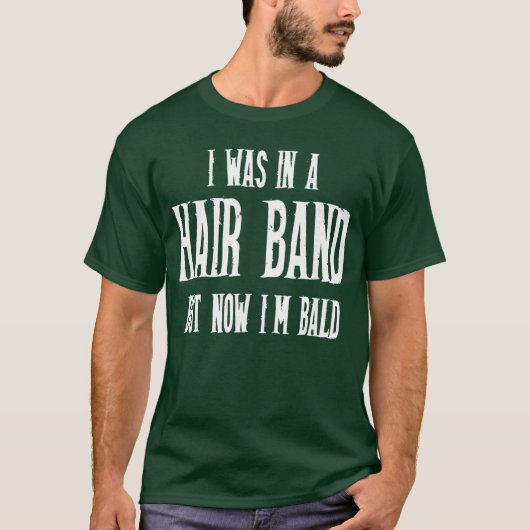 80年代ヘアバンド おじさん ハゲ 男性 ヘヴィメタル 音楽好き Tシャツ (正面)