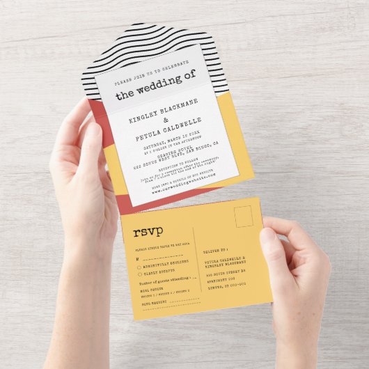 80年代ポップ・アートのメンフィススタイル結婚ズ オールインワン招待状 (貼ってはがせる)