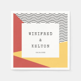 80年代ポップ・アートのメンフィススタイル結婚ズ スタンダードカクテルナプキン