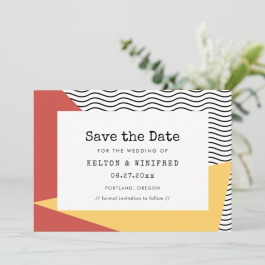 80年代ポップ・アートのメンフィススタイル結婚ズ セーブザデート (スタンド正面)