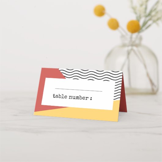 80年代ポップ・アートのメンフィススタイル結婚ズ プレイスカード (正面)