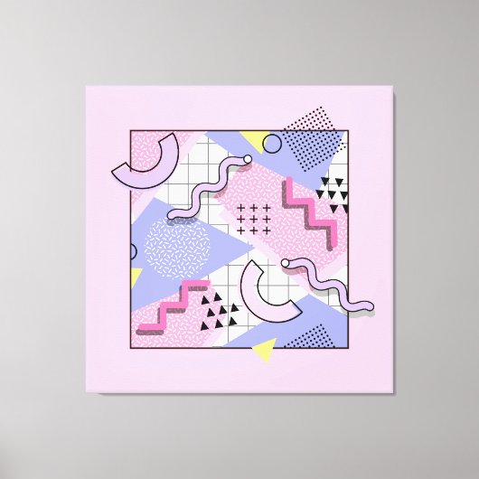 80年代メンフィスアクティブピンク薄紫 キャンバスプリント (正面)