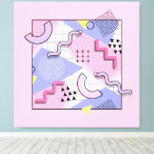 80年代メンフィスアクティブピンク薄紫 キャンバスプリント (インサイチュ (ウッドフロア))