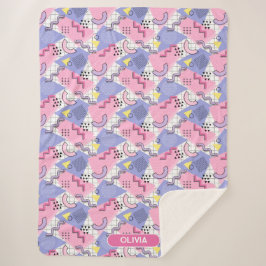 80年代メンフィスアクティブピンク薄紫 シェルパブランケット