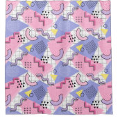 80年代メンフィスアクティブピンク薄紫 シャワーカーテン (正面)