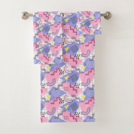 80年代メンフィスアクティブピンク薄紫 バスタオルセット