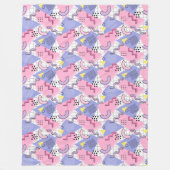 80年代メンフィスアクティブピンク薄紫 フリースブランケット (正面)