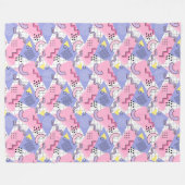 80年代メンフィスアクティブピンク薄紫 フリースブランケット (正面(横))