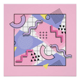 80年代メンフィスアクティブピンク薄紫 ポスター