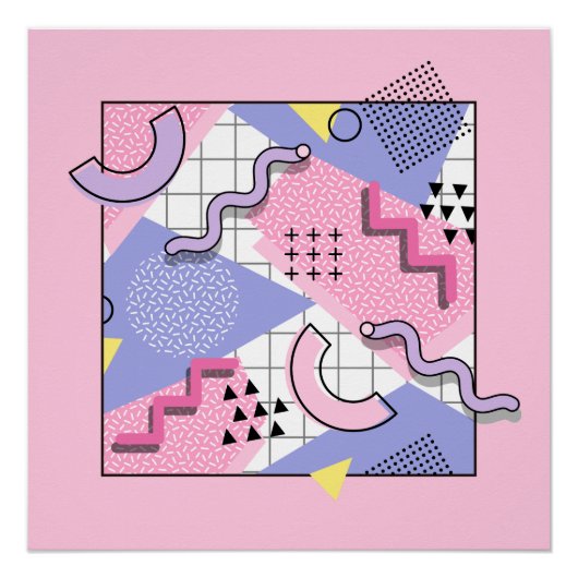 80年代メンフィスアクティブピンク薄紫 ポスター (正面)