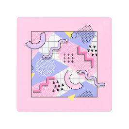 80年代メンフィスアクティブピンク薄紫 メタルプリント