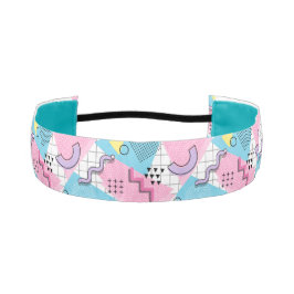 80年代メンフィス活発なピンク色ライトブルー アスレチックヘッドバンド