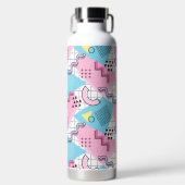 80年代メンフィス活発なピンク色ライトブルー ウォーターボトル (正面)
