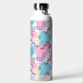 80年代メンフィス活発なピンク色ライトブルー ウォーターボトル (左面)