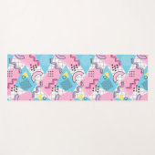 80年代メンフィス活発なピンク色ライトブルー ヨガマット (正面(横))