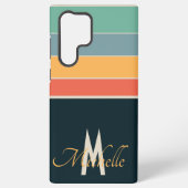 80年代モノグラムのヴィンテージネイビーブルーとピンクストライプ色 SAMSUNG GALAXYケース (裏面)