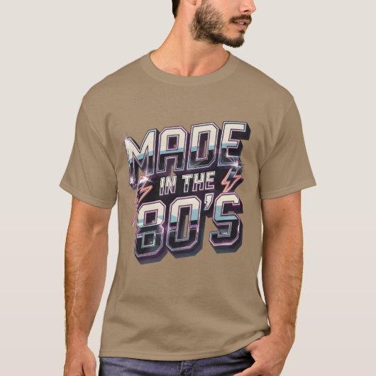 80年代レトロなネオンライトニングの友達 Tシャツ (正面)