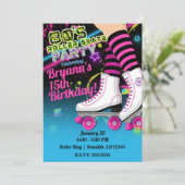 80年代レトロなローラースケートのスケート誕生日パーティー招待状 招待状 (スタンド正面)