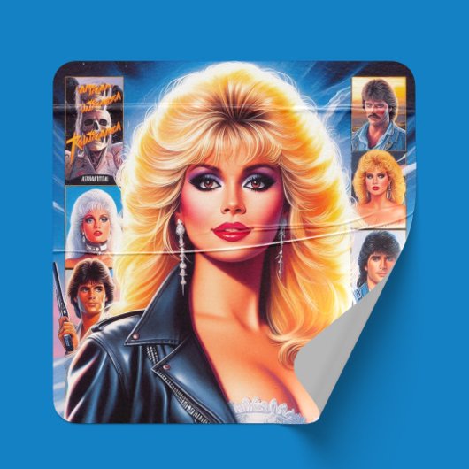 80年代レトロウェーブの女性 スクエアシール
