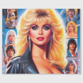80年代レトロウェーブの女性 ラッピングペーパー (フラット)