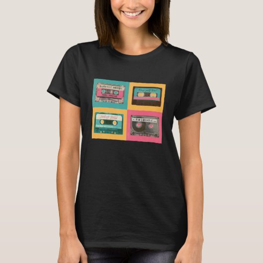 80年代レトロカセットテープ90年代ヴィンテージ10年音楽 Tシャツ (正面)