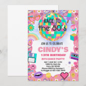 80年代レトロガールの誕生日招待状 招待状 (正面/裏面)