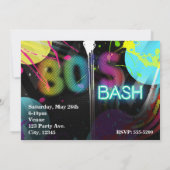 80年代レトロスプラッシュ誕生日パーティー招待状 招待状 (裏面)