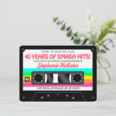 80年代レトロネオンレーベルカセット 誕生日パーティー 招待状 (スタンド正面)