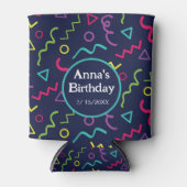 80年代レトロパーティーネオンメンフィス模様誕生日 缶クーラー (正面)