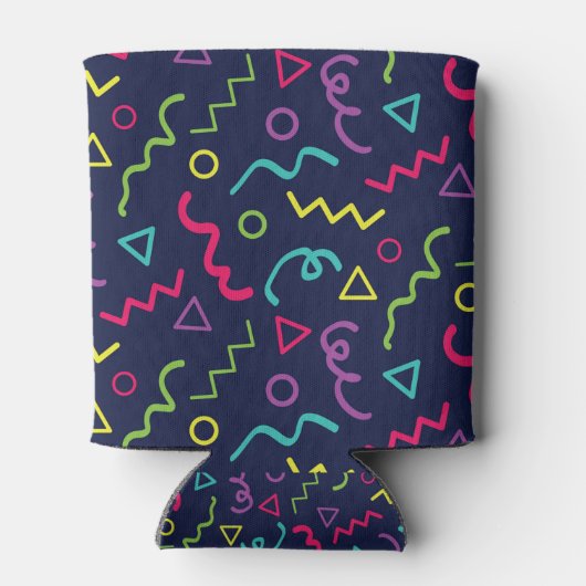 80年代レトロパーティーネオンメンフィス模様誕生日 缶クーラー (裏面)