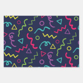 80年代レトロパーティーネオンメンフィス模様 ラッピングペーパーシート (正面3)